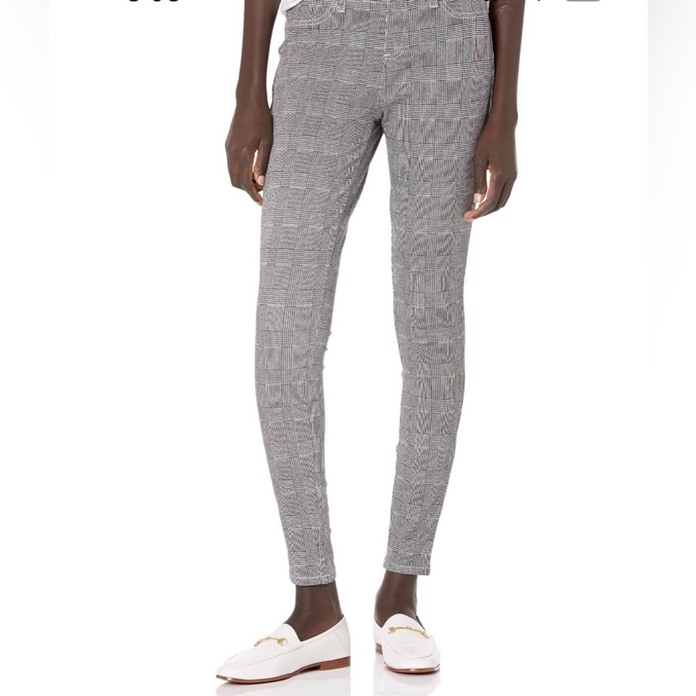 Amazon Essentials Women's Gray Plaid Pull-On Knit Pants Size Large Long